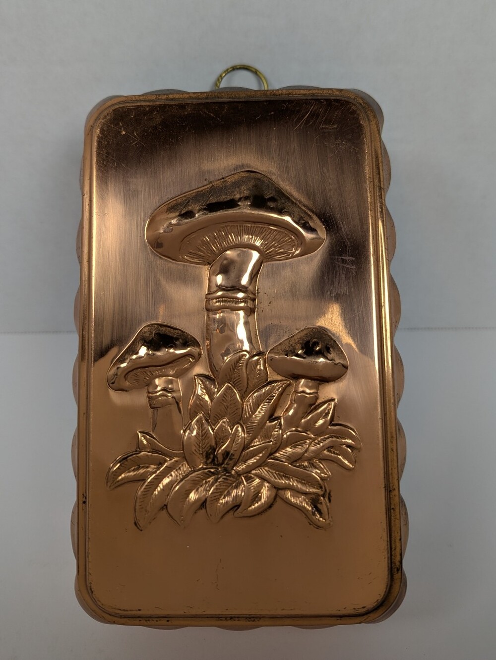 VTG Copper Tone Jello Gelatin Mold Mushroom Floral Embossed Scalloped Wall Decor